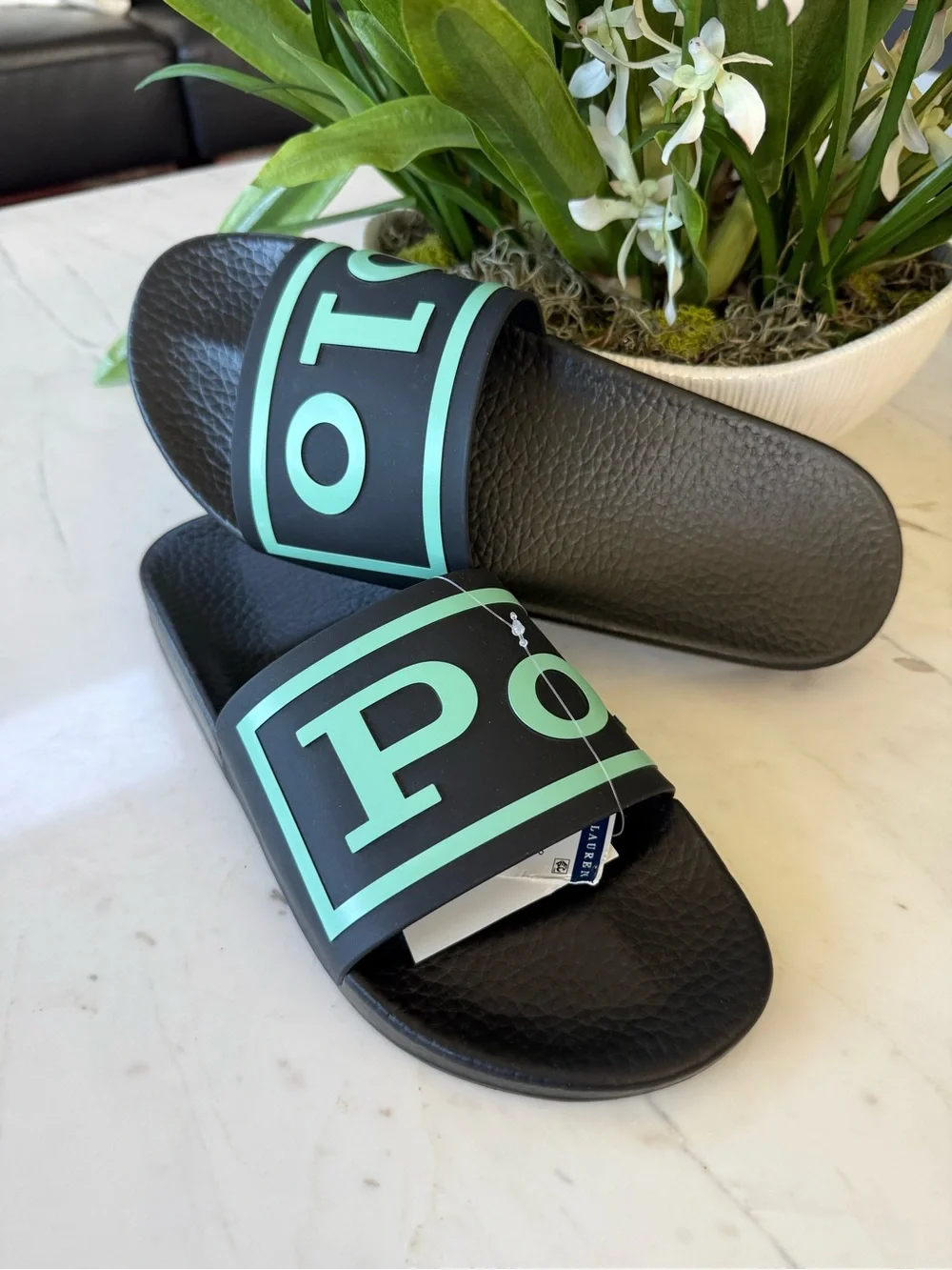 New POLO Logo Slide Men’s 11 Black/Mint